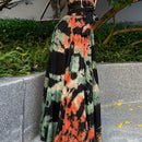 the TIE-DYE TIE-UP BOHO - Tie Dye Print Crisscross Lace Up Maxi Dress, Elegant Sleeveless Tank Dress for Spring & Summer, Women's Clothing