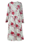 the VINTAGE ROSE - Women's Plus Size Casual Floral Print Maxi Dress with Side Slit - V-Neck, Long Sleeve, Lightweight for Vacation, Spring/Summer/Fall, Casual Summer Wear | Relaxed Fit Dress | Lightweight Fabric, Plus Size Dress