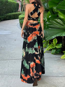 the TIE-DYE TIE-UP BOHO - Tie Dye Print Crisscross Lace Up Maxi Dress, Elegant Sleeveless Tank Dress for Spring & Summer, Women's Clothing