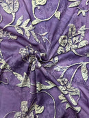 the LAVENDER FIELDS - Bohemian Folk Digital Print Short-Sleeve Linen Dress