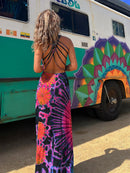 the GROOVY BOHO - Women Summer Casual Long Dress Tie-Dye Print U-Neck Sleeveless Dress Fashion Cross Backless Dress