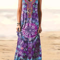 the HAPPY HIPPIE BOHO - Boho Abstract Print Tank Dress, Vintage Sleeveless Dress for Spring & Summer
