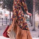 the WESTERN ROSE - Women's V-Neck Floral Print Long Sleeve Ruffle Hem Wrap Dress, 100% Polyester Casual Style for All Seasons