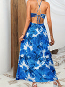 the HAVANA NIGHTS - Floral Print Cut Out Cami Dress, Sexy Split Backless Spaghetti Dress, Women's Clothing