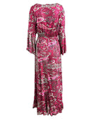 the PAISLEY PRINCESS - Boho Chic Floral Print V-Neck Maxi Dress with Bell Sleeves - High Waist, Long Length, Ruffled Hem, Lightweight Polyester Blend for Women - Perfect for Spring/Summer Casual Wear, Cute Dress