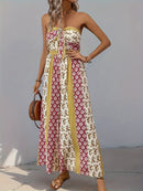 the BANDEAU BOHO - Summer High Waist Tie Wide Leg Pants Range Patchwork Style Casual Wide Leg Long Pants