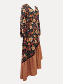 the WESTERN ROSE - Women's V-Neck Floral Print Long Sleeve Ruffle Hem Wrap Dress, 100% Polyester Casual Style for All Seasons