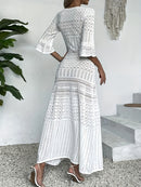 the WHITE SANDS CROCHET - Bohemian Crochet Beach Cover-Up Dress, Solid Color Cover Dress, Women's Swimwear