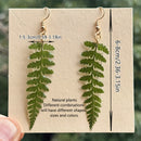 the FERNGULLY - Handcrafted Real Dried Leaf Resin Earrings - Bohemian Style Green Fern Leaf Design with Golden Hook, Unique Handmade Jewelry for Women, Perfect for Casual Attire or Parties, All-Season Accessory