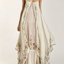 the MAIDEN BOHO - Women's Floral Print Sleeveless Maxi Dress, Casual Polyester Spaghetti Strap Loose Fit Long Dress with Asymmetrical Hem for All Seasons