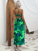 the HAVANA NIGHTS - Floral Print Cut Out Cami Dress, Sexy Split Backless Spaghetti Dress, Women's Clothing