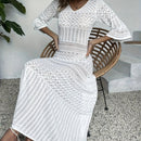 the WHITE SANDS CROCHET - Bohemian Crochet Beach Cover-Up Dress, Solid Color Cover Dress, Women's Swimwear
