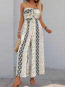 the BANDEAU BOHO - Summer High Waist Tie Wide Leg Pants Range Patchwork Style Casual Wide Leg Long Pants