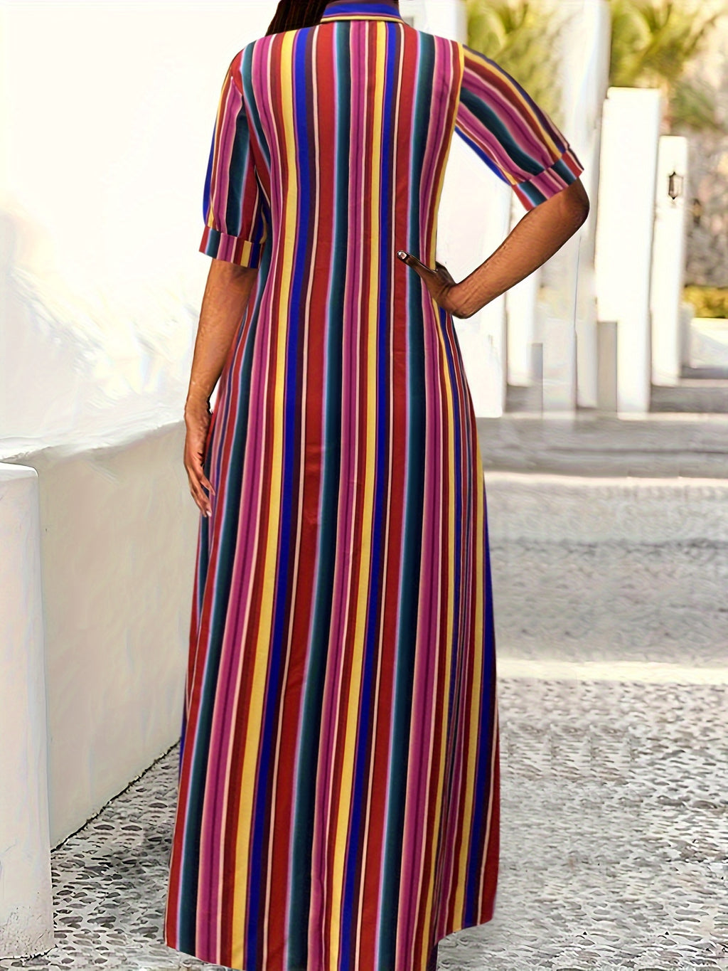 bohemia striped shirt maxi dress Erika Pea ELLA WOMEN BOHEMIAN MAXI DRESS STRIPE GERMAN STRIPE / O/S