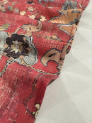 the FADED BOHO - Women's Bohemian Floral Print V-Neck Maxi Dress - Short Sleeve, Casual & Elegant for Vacation or Outing, Pink with Yellow & Blue Accents, Polyester Blend, Lightweight & Flowy Design