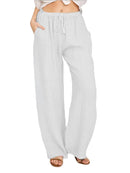 the LINEN BOHO - Summer/Autumn Cotton Linen Solid High Waist Wide-Leg Loose Casual Breathable Pants