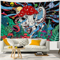 the PLANET MUSHROOM - Cartoon Planet Mushroom Tapestry Wall Hanging, Psychedelic Abstract Boho Kawaii Bedroom/Living Room/Bedroom Decor