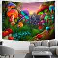 the PLANET MUSHROOM - Cartoon Planet Mushroom Tapestry Wall Hanging, Psychedelic Abstract Boho Kawaii Bedroom/Living Room/Bedroom Decor