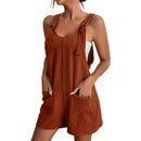 the ROMPER BOHO - Casual Boho Loose Style Summer Overalls Solid Color Sleeveless Rompers, Summer Casual Jumpsuit with Pockets