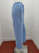 the LINEN BOHO - Summer/Autumn Cotton Linen Solid High Waist Wide-Leg Loose Casual Breathable Pants