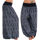 the HERD OF ELEPHANTS - Women's Boho Elephant Print Low Waist Long Loose Baggy Bloomer Pants