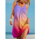 the RAINBOW BEACH - Summer Rainbow Print Fashion Midi Beach Bohemian Sleeveless Sundress