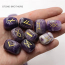 the RUNES - 25Pcs Freedom Natural Amethyst Crystal Runes Stones, Irregular Divination Agate Rune Fortune-Telling Reiki Healing Gift