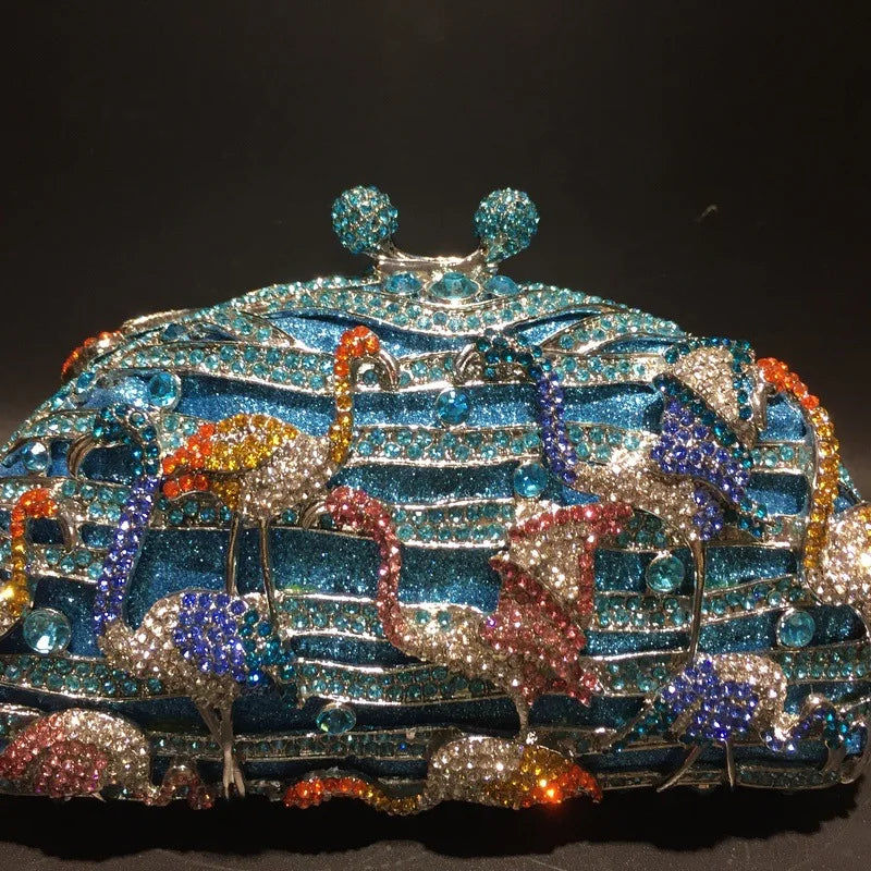 the TROPICANA - Women Crystal Stones Evening Bags, Wedding Clutch Bag Purse, Diamond Clutches, Bridal Handbags