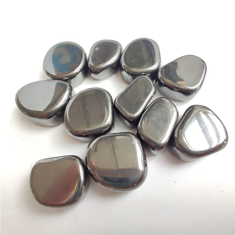 the HEMATITE STONE - Natural Decor Hematite Stone, Polished Accessories, Reiki Healing Stone, Crafts Natural Quartz Crystals