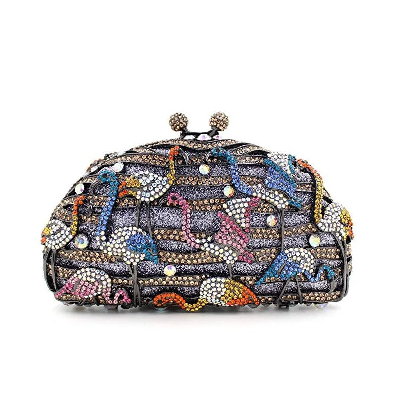 the TROPICANA - Women Crystal Stones Evening Bags, Wedding Clutch Bag Purse, Diamond Clutches, Bridal Handbags