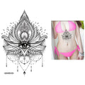 1 PIECE Under Boob Sternum Temporary Tattoo with Unalone, Spiritual Symbols,Loutus Pattern Body Art Sexy Waist Tattoo For Girl