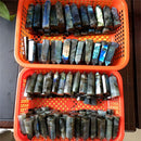 the OBELISK - Natural Labradorite Quartz Hexagonal Prisms Obelisk Crystal Column Wand Point Healing Treatment Stone Gifts