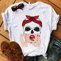 Women&#39;s T-shirt Harajuku Skull Deer Camouflage Burlap Turban T-shirt Clothes Short Sleeve Graphic T-shirt Tops in the Woods