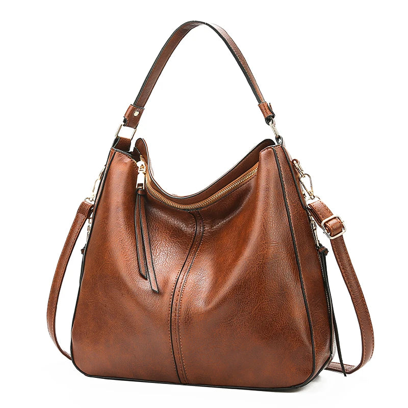 the HOBO - Hobo Bag, Leather Women Handbags, Female Leisure Shoulder Bags/Fashion Purses, Vintage Large Capacity Tote Bag