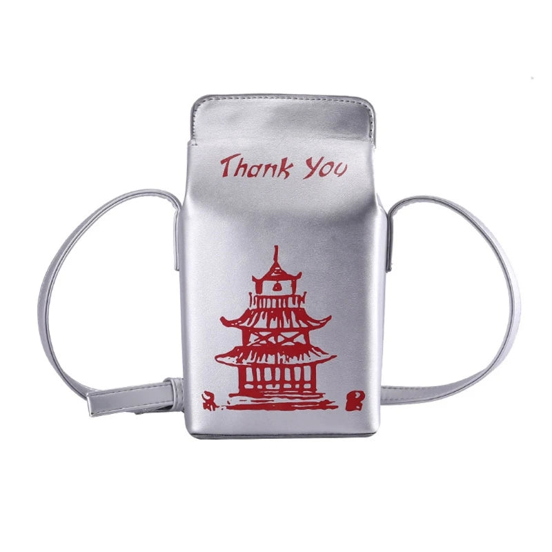 the TAKEOUT - Chinese Tower Printing Box Shoulder Bags, Fashion Cartoon Crossbody Bag, Small Girl's Bag Cute Coin Purse