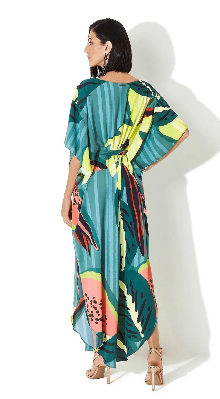 2023 Bohemian Printed V-neck Batwing Sleeve Long Loose Summer Dress For Women Clothes  Streetwear Moroccan Caftan Q831