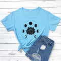 Mystical Moon Phases Lotus Flower T-shirt Aesthetic Women Spiritual Yoga Tshirt Funny Astrology Hippie Graphic Tees Tops