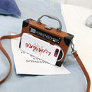 the BOOMBOX BAG - Unique Retro Radio Box Bag, Ladies Leather Handbag Shoulder Bag. Metal Handle Purse, Women's Crossbody Messenger
