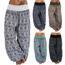 the HERD OF ELEPHANTS - Women's Boho Elephant Print Low Waist Long Loose Baggy Bloomer Pants