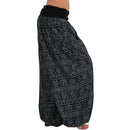 the HERD OF ELEPHANTS - Women's Boho Elephant Print Low Waist Long Loose Baggy Bloomer Pants