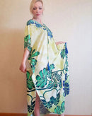 the BOHO KAFTAN - Bohemian Printed V-Neck Batwing Sleeve Long Loose Summer Moroccan Kaftan Dress for Women