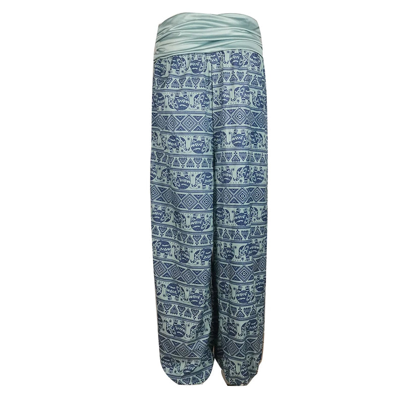 Women Boho Pants Elephant Print sport Low Waist Long Pants Loose Baggy Bloomer Trousers Long Pants Loose Baggy Bloomer Trousers