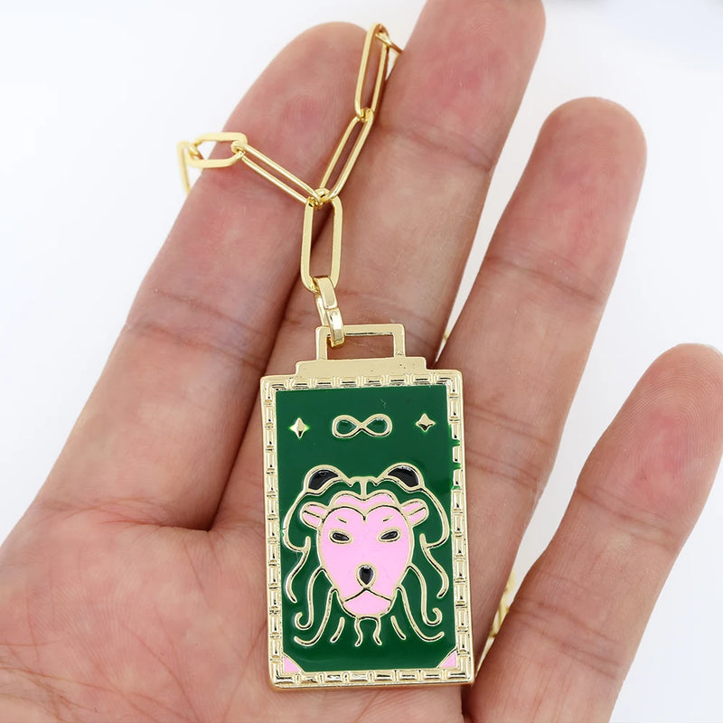 New Geometric Big Pendant Necklace Tarot Cards Woman&