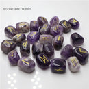 the RUNES - 25Pcs Freedom Natural Amethyst Crystal Runes Stones, Irregular Divination Agate Rune Fortune-Telling Reiki Healing Gift