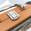the BOOMBOX BAG - Unique Retro Radio Box Bag, Ladies Leather Handbag Shoulder Bag. Metal Handle Purse, Women's Crossbody Messenger