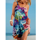 the RAINBOW BEACH - Summer Rainbow Print Fashion Midi Beach Bohemian Sleeveless Sundress