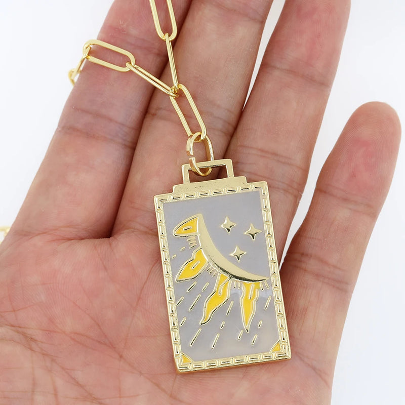 New Geometric Big Pendant Necklace Tarot Cards Woman&