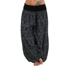the HERD OF ELEPHANTS - Women's Boho Elephant Print Low Waist Long Loose Baggy Bloomer Pants