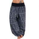 the HERD OF ELEPHANTS - Women's Boho Elephant Print Low Waist Long Loose Baggy Bloomer Pants