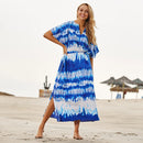 the BOHO KAFTAN - Bohemian Printed V-Neck Batwing Sleeve Long Loose Summer Moroccan Kaftan Dress for Women